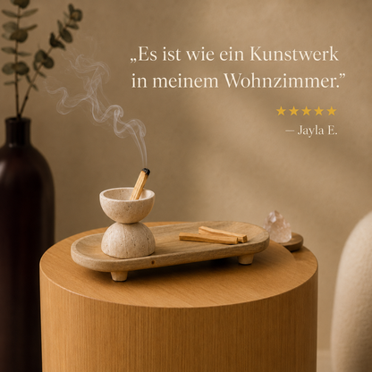 Travertin-Räucherkugel mit natürlicher Porenstruktur des Natursteins