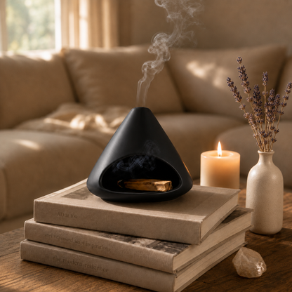 Räucherkamin aus Keramik in Schwarz und Beige