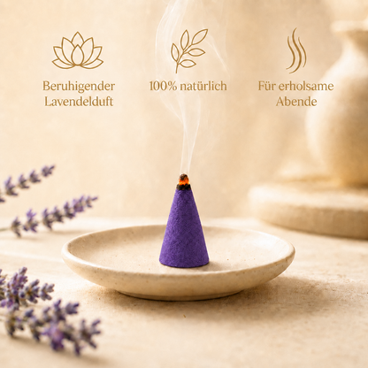 Lavendel-Räucherkegel mit aufsteigendem Rauch